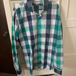 Express men’s extra slim fit dress plaid shirt size XL with 17-17.5 neck